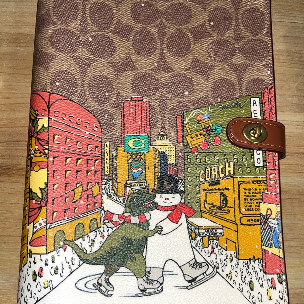 Coach Holiday Rexy Snowman Signature canvas Notebook